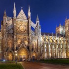 The Collegiate Church of St Peter at Westminster, London - "Westminster Abbey" at night.