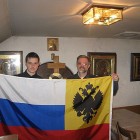Флаг Санкт-Петербургского отделения Российского Имперского Союза-Ордена, который каждое лето поднимается над молодежным православным лагерем.