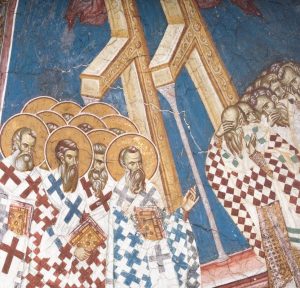Отцы православной Церкви и еретики. Фреска, 14 век